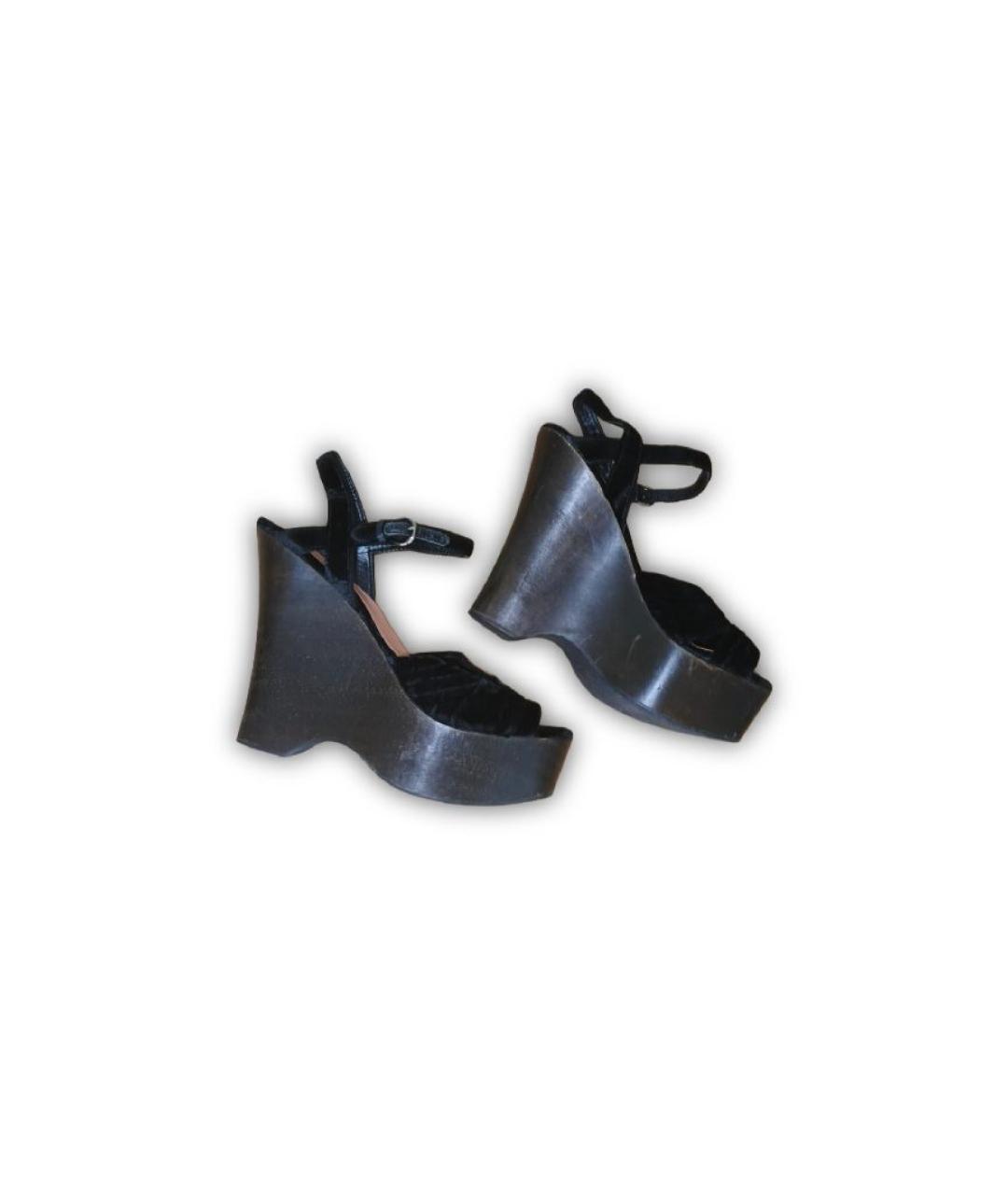 MIU MIU Черные бархатные босоножки, фото 7