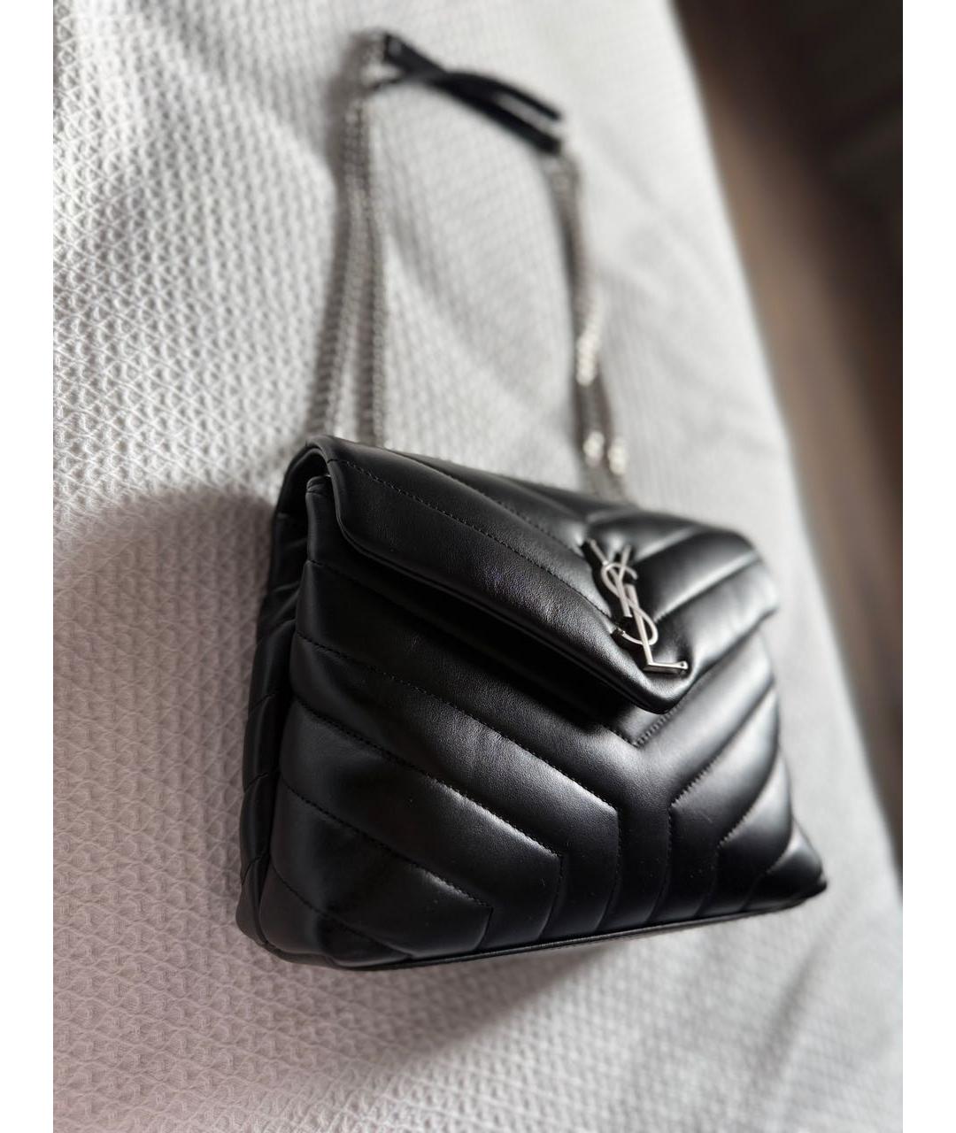 SAINT LAURENT Черная кожаная сумка через плечо, фото 2