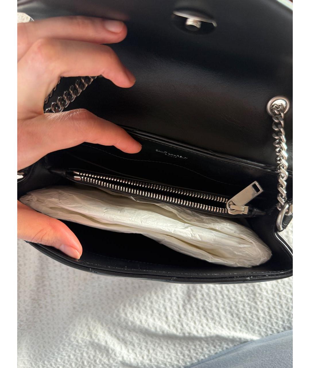SAINT LAURENT Черная кожаная сумка через плечо, фото 4