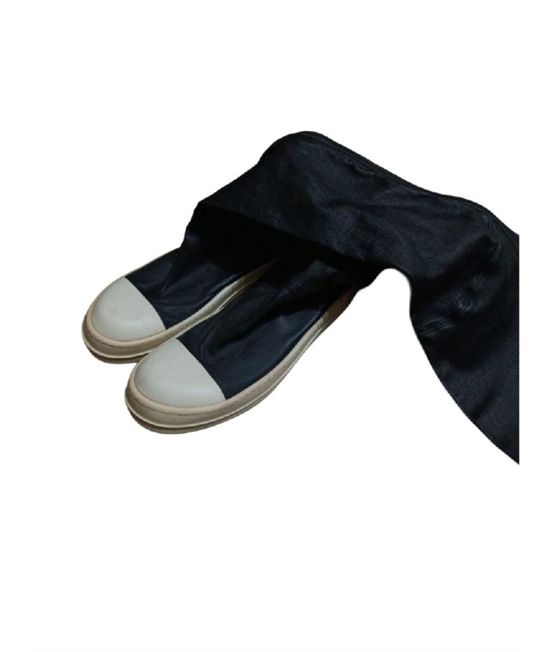 RICK OWENS Черные кожаные ботфорты, фото 5