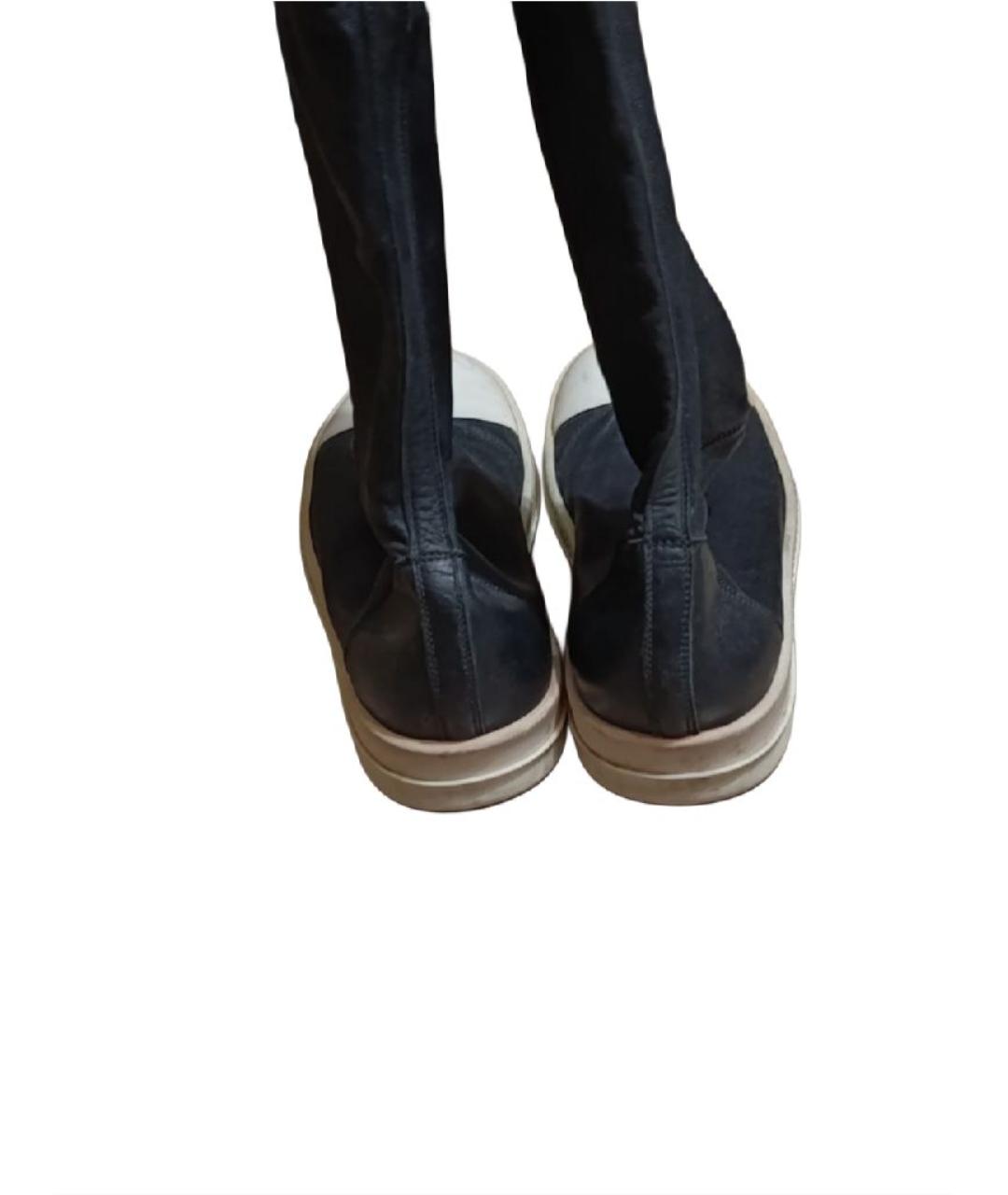 RICK OWENS Черные кожаные ботфорты, фото 4