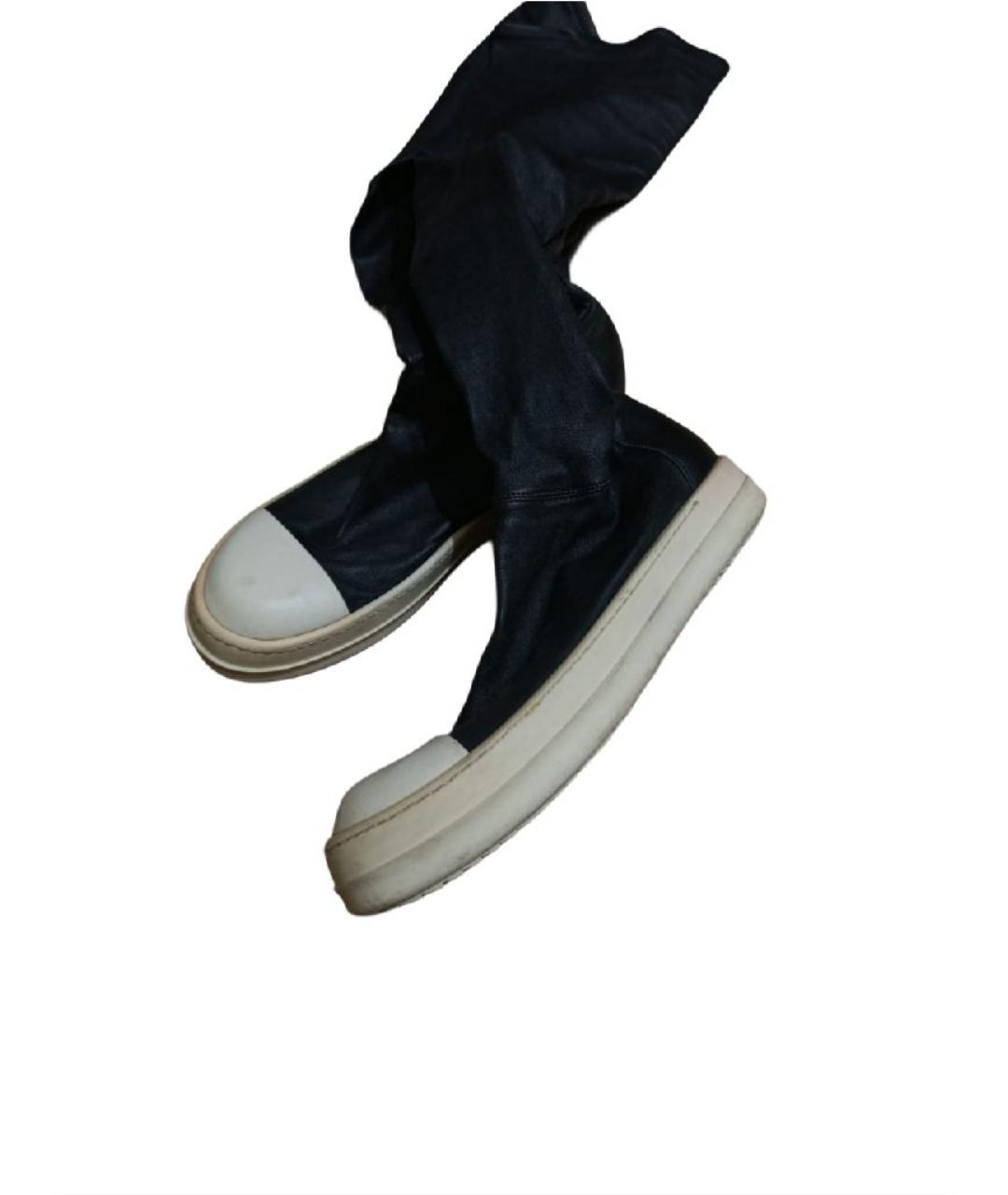 RICK OWENS Черные кожаные ботфорты, фото 6