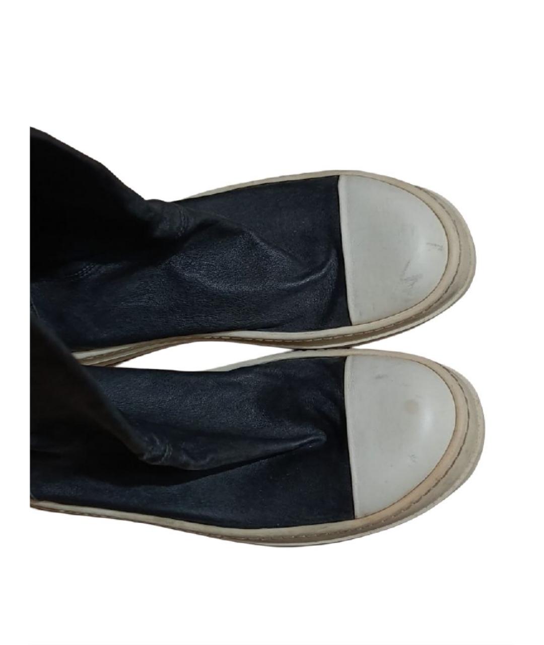 RICK OWENS Черные кожаные ботфорты, фото 3