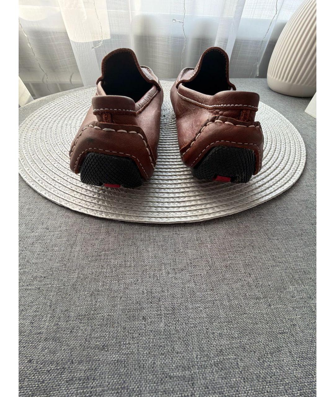 PRADA Коричневые кожаные мокасины, фото 4