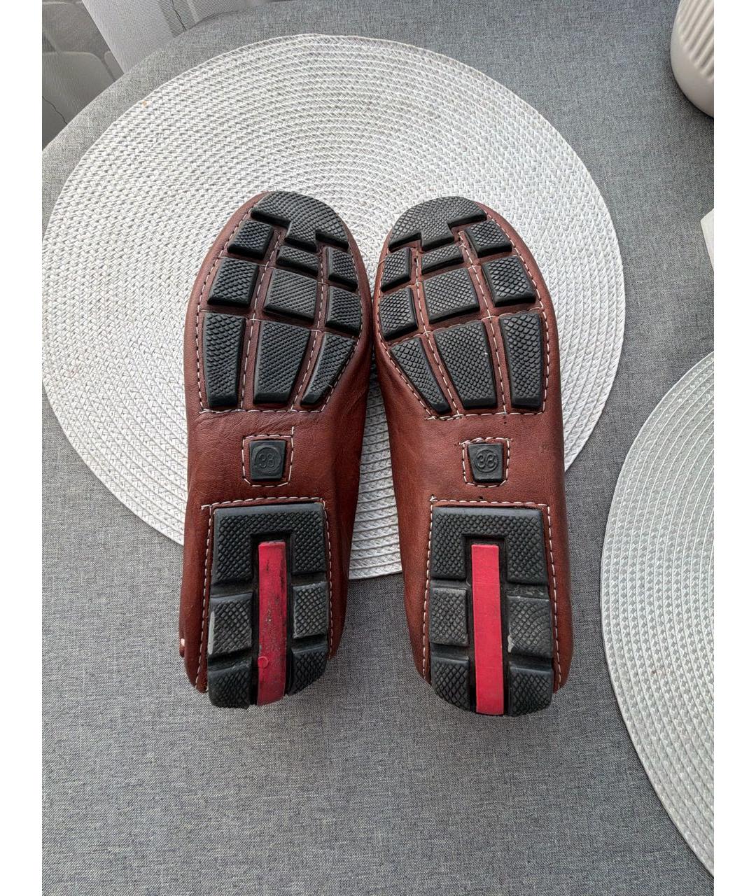 PRADA Коричневые кожаные мокасины, фото 5