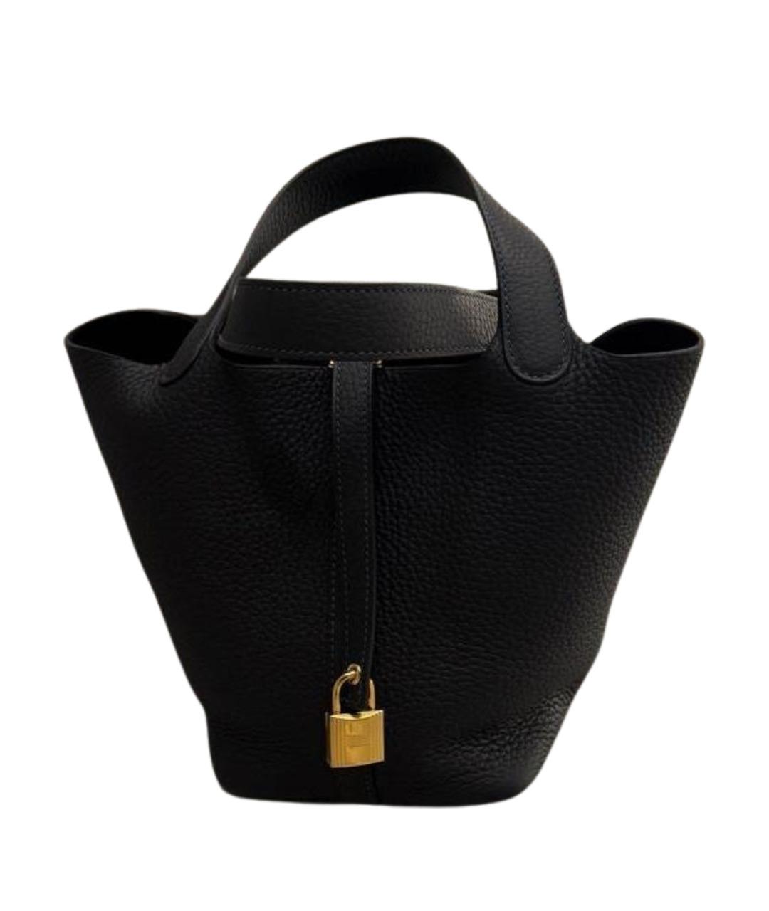 HERMES Темно-синяя кожаная сумка с короткими ручками, фото 1