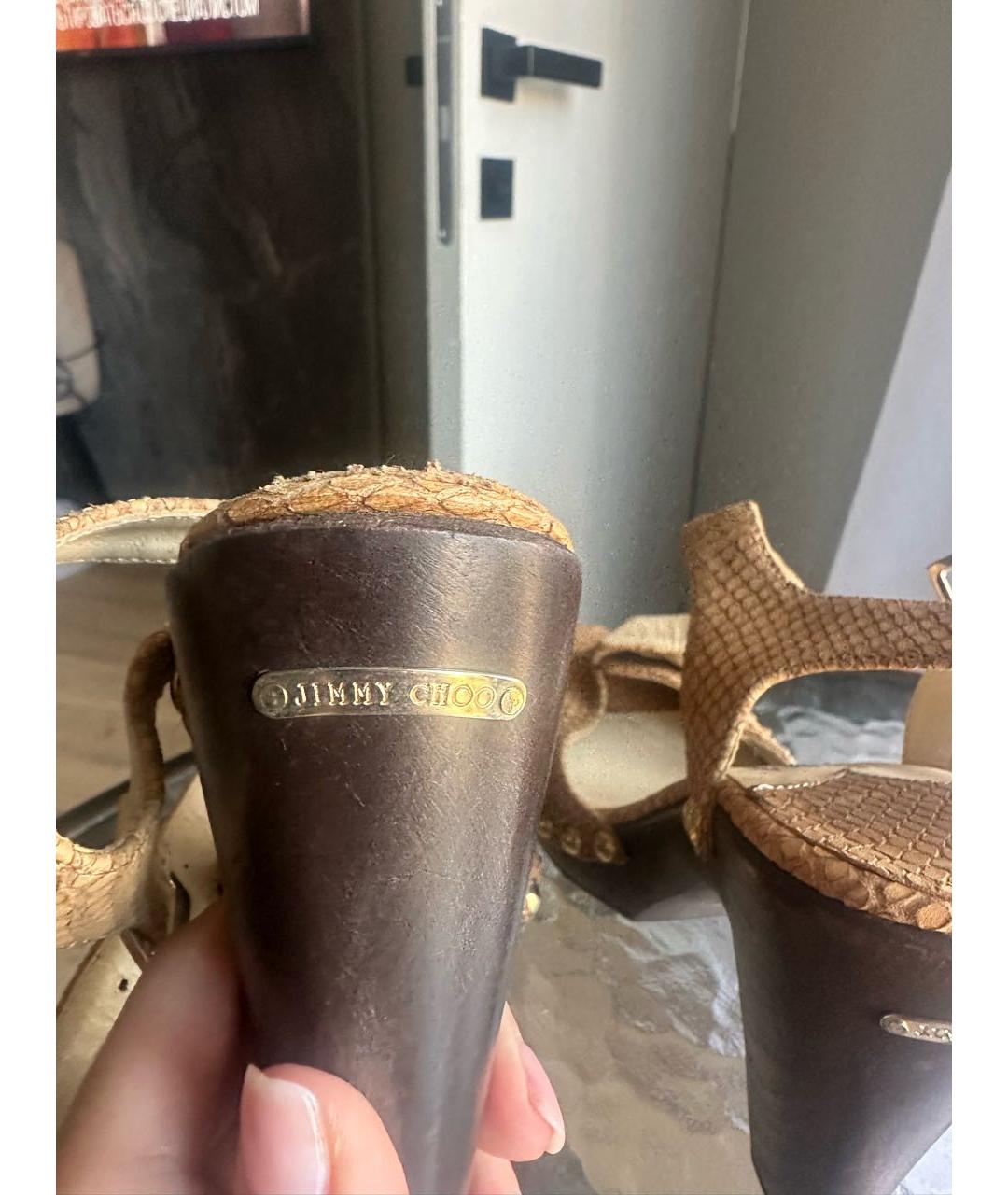 JIMMY CHOO Хаки сабо из экзотической кожи, фото 4