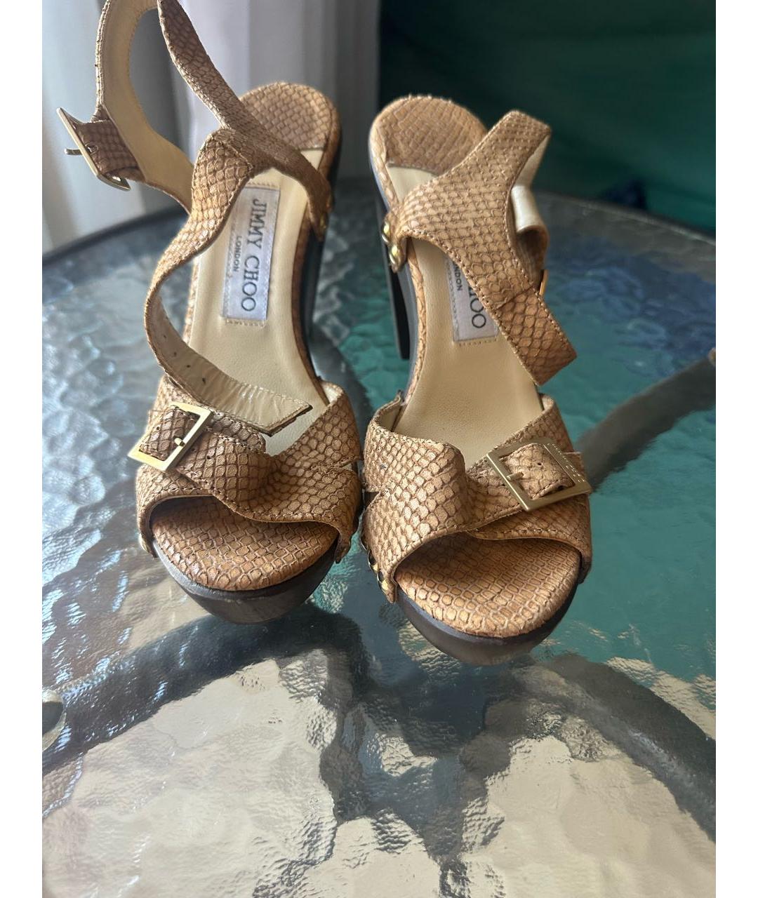 JIMMY CHOO Хаки сабо из экзотической кожи, фото 5