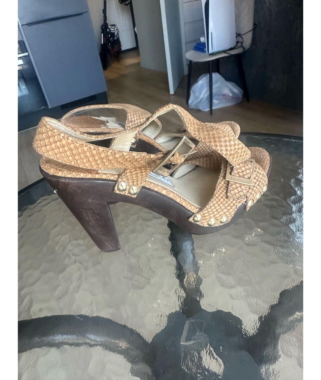 JIMMY CHOO Хаки сабо из экзотической кожи, фото 2