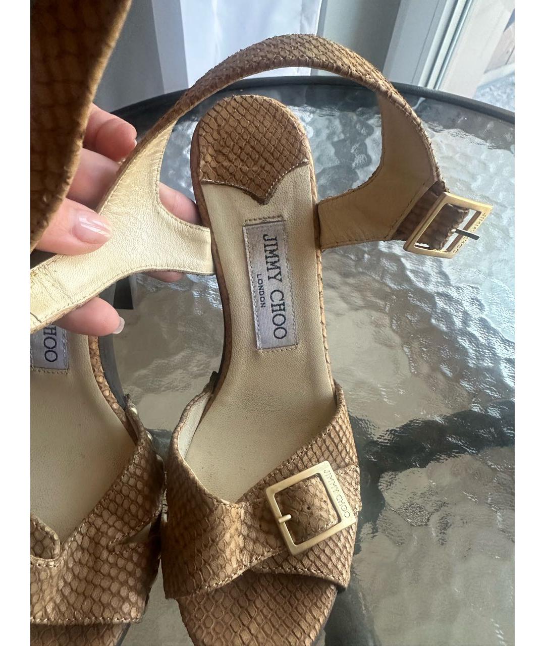 JIMMY CHOO Хаки сабо из экзотической кожи, фото 3