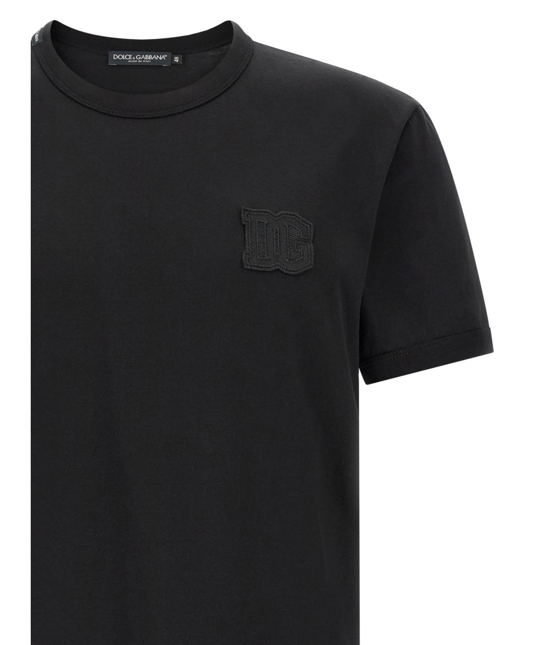 DOLCE&GABBANA Черная хлопковая футболка, фото 3