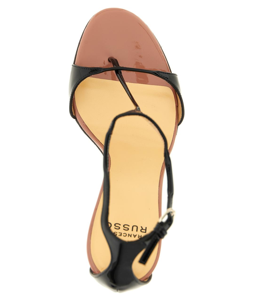 FRANCESCO RUSSO Черные кожаные босоножки, фото 4