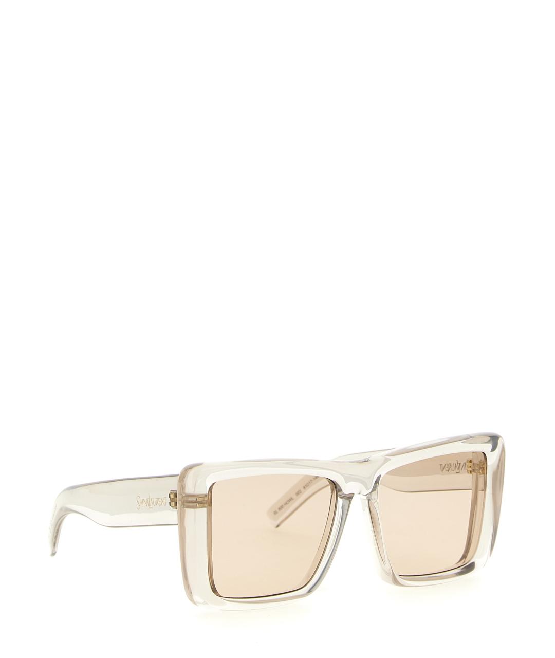 SAINT LAURENT Бежевые пластиковые солнцезащитные очки, фото 3