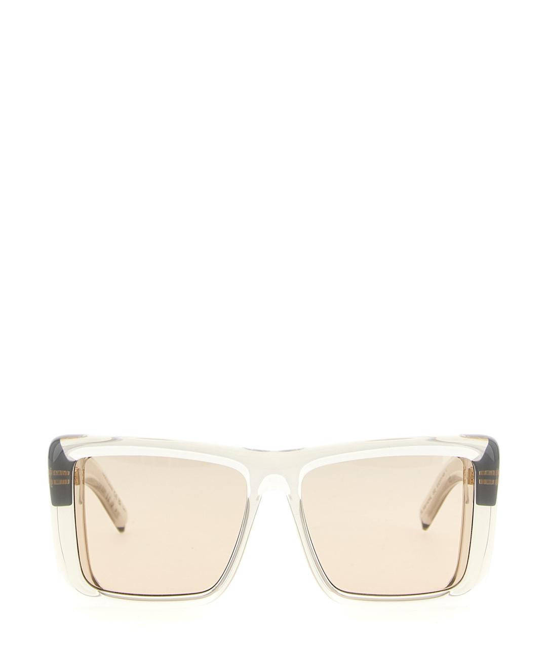 SAINT LAURENT Бежевые пластиковые солнцезащитные очки, фото 2