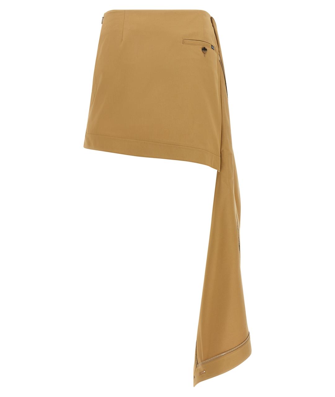 LOEWE Бежевая хлопковая юбка мини, фото 2