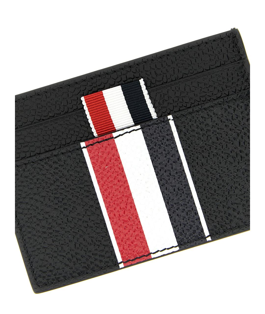 THOM BROWNE Черный кожаный кардхолдер, фото 3