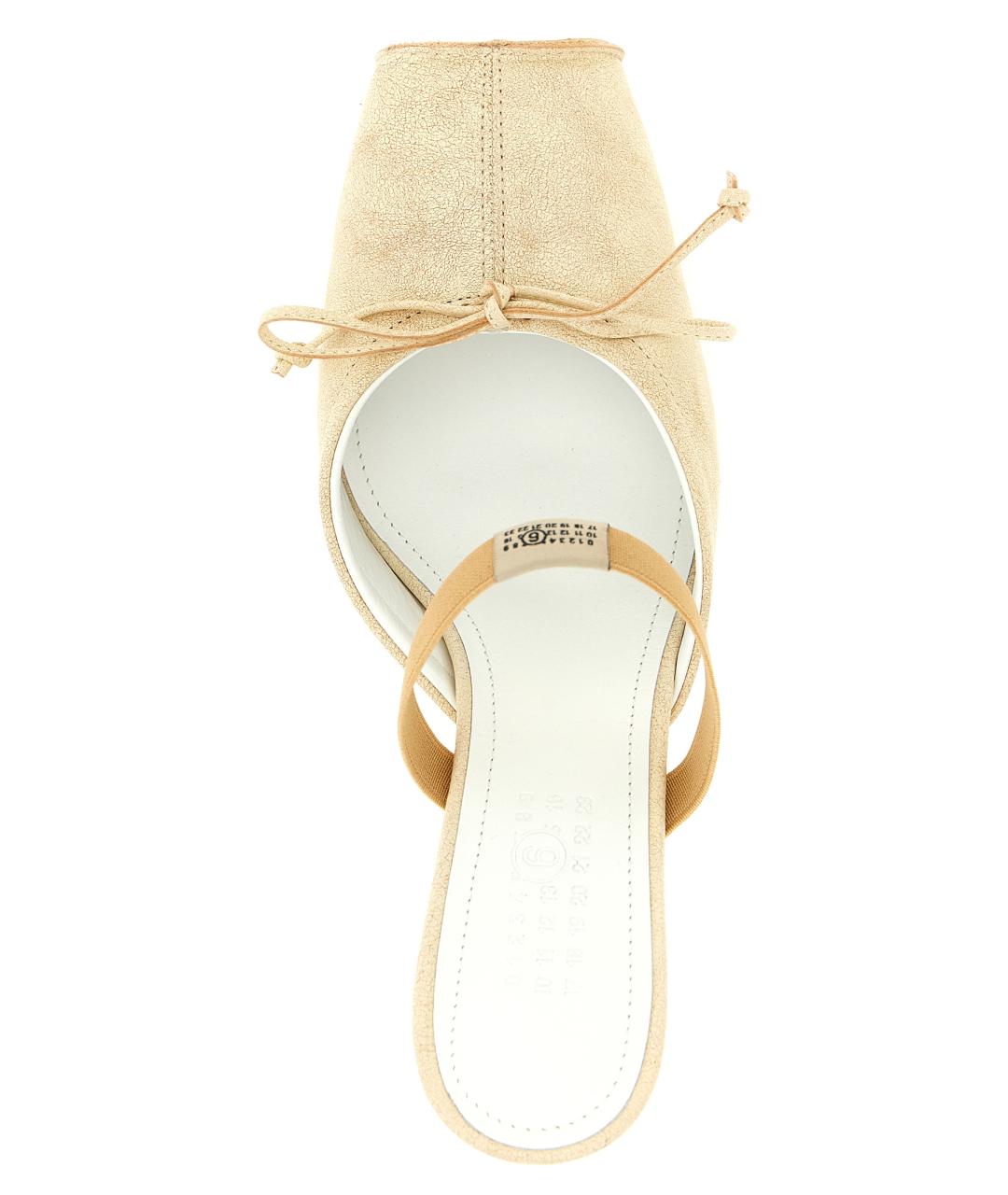 MM6 MAISON MARGIELA Бежевые кожаные мюли, фото 4