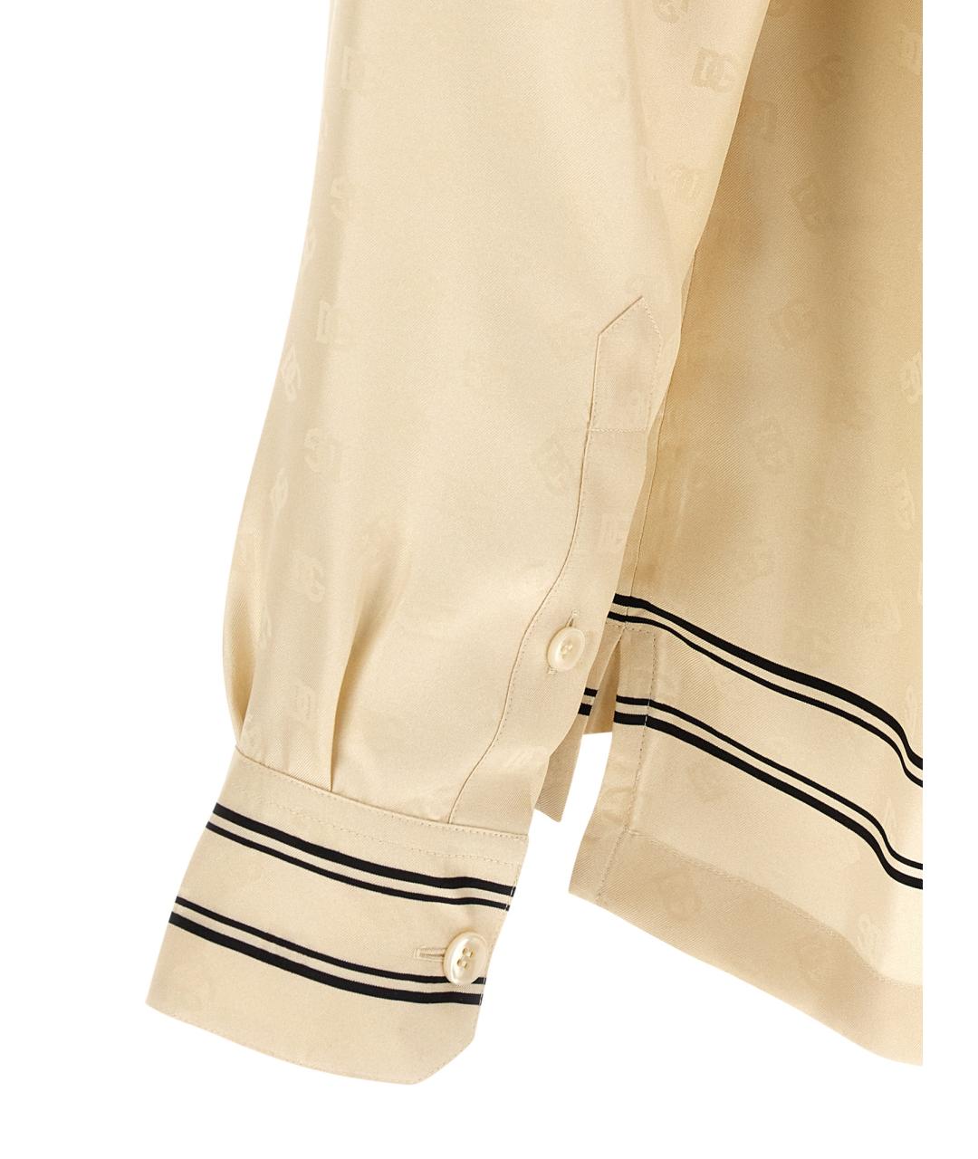 DOLCE&GABBANA Бежевая шелковая кэжуал рубашка, фото 4