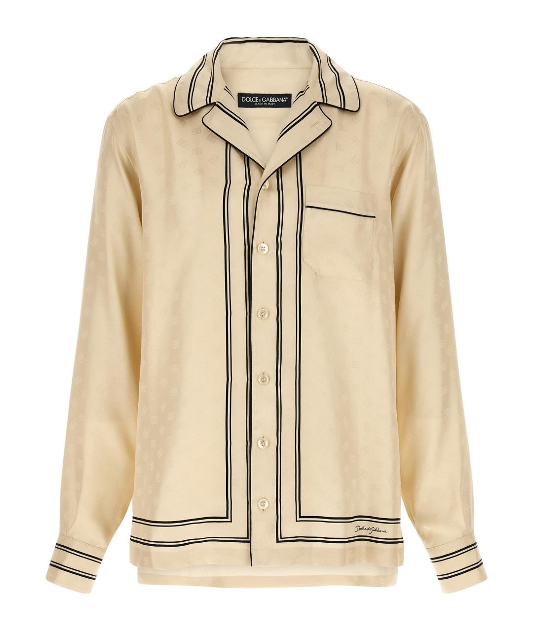 DOLCE&GABBANA Бежевая шелковая кэжуал рубашка, фото 1