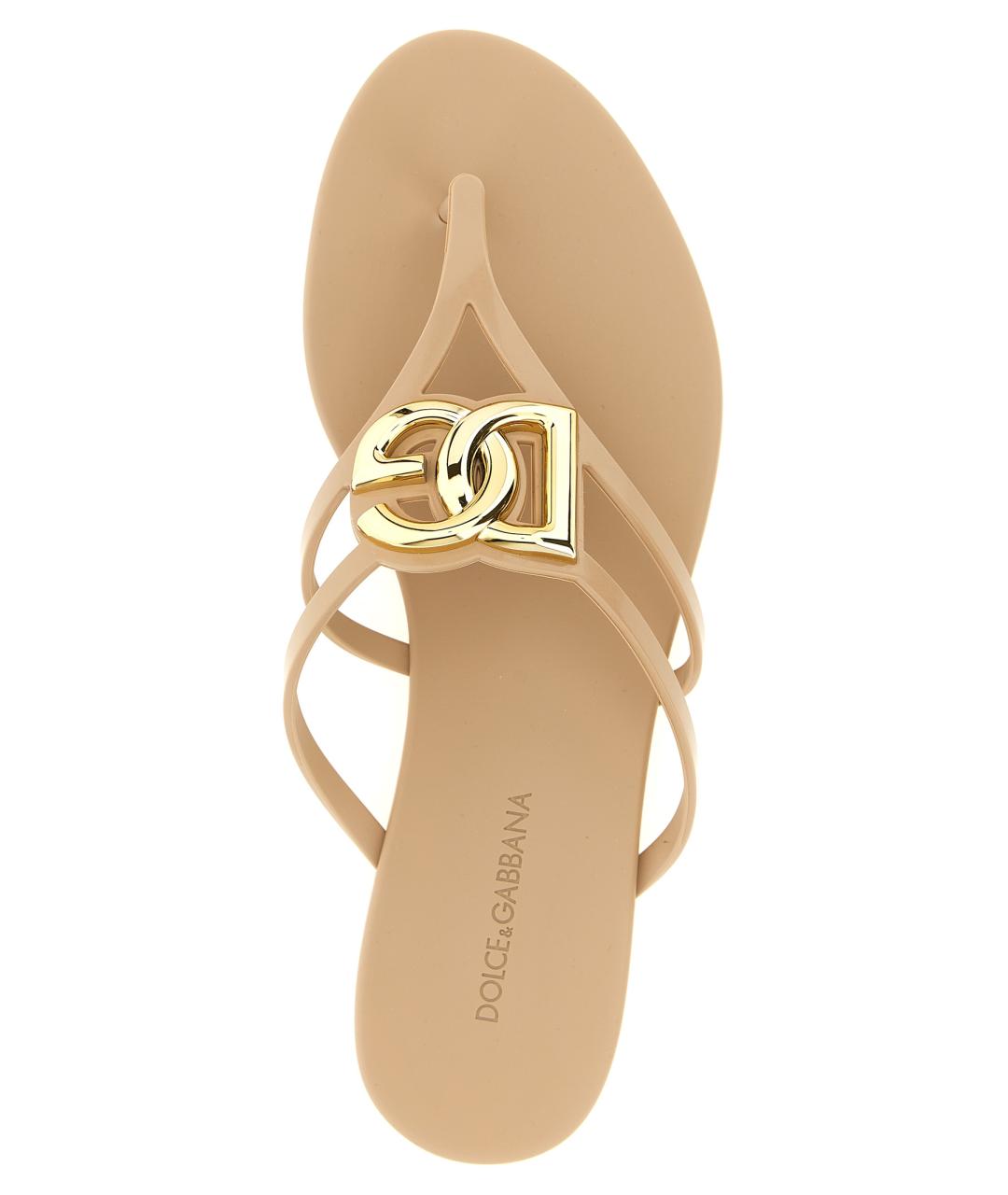 DOLCE&GABBANA Бежевые резиновые шлепанцы, фото 4
