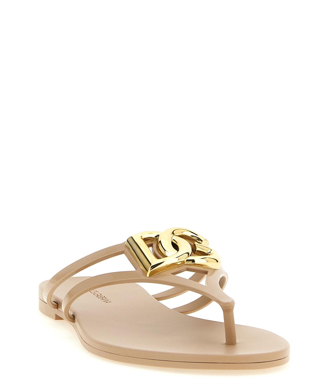 DOLCE&GABBANA Бежевые резиновые шлепанцы, фото 2