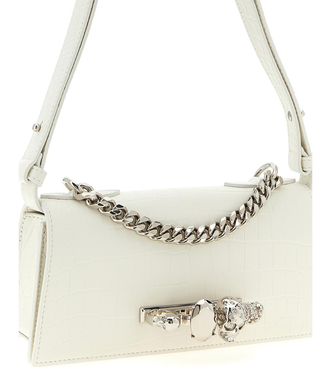 ALEXANDER MCQUEEN Белая кожаная сумка через плечо, фото 3