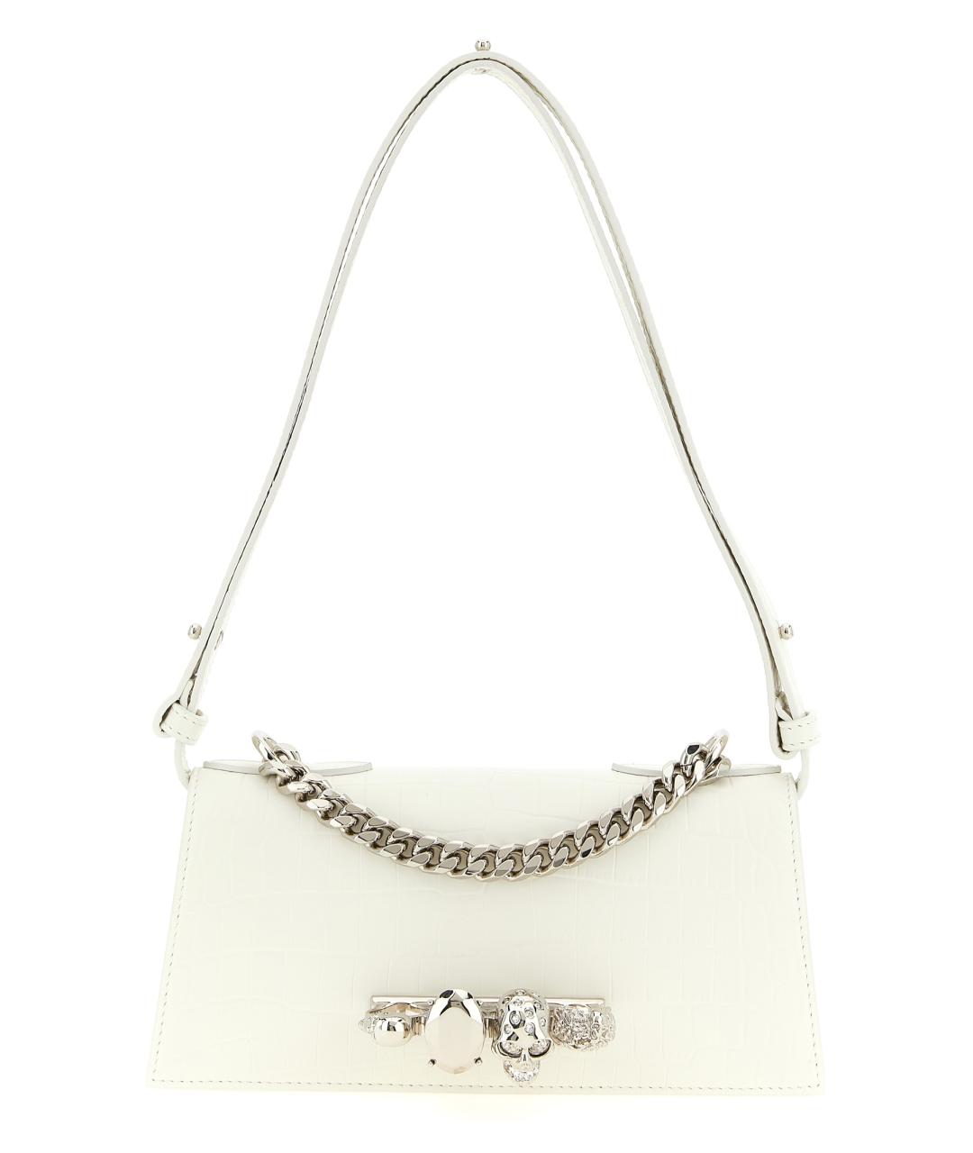 ALEXANDER MCQUEEN Белая кожаная сумка через плечо, фото 1