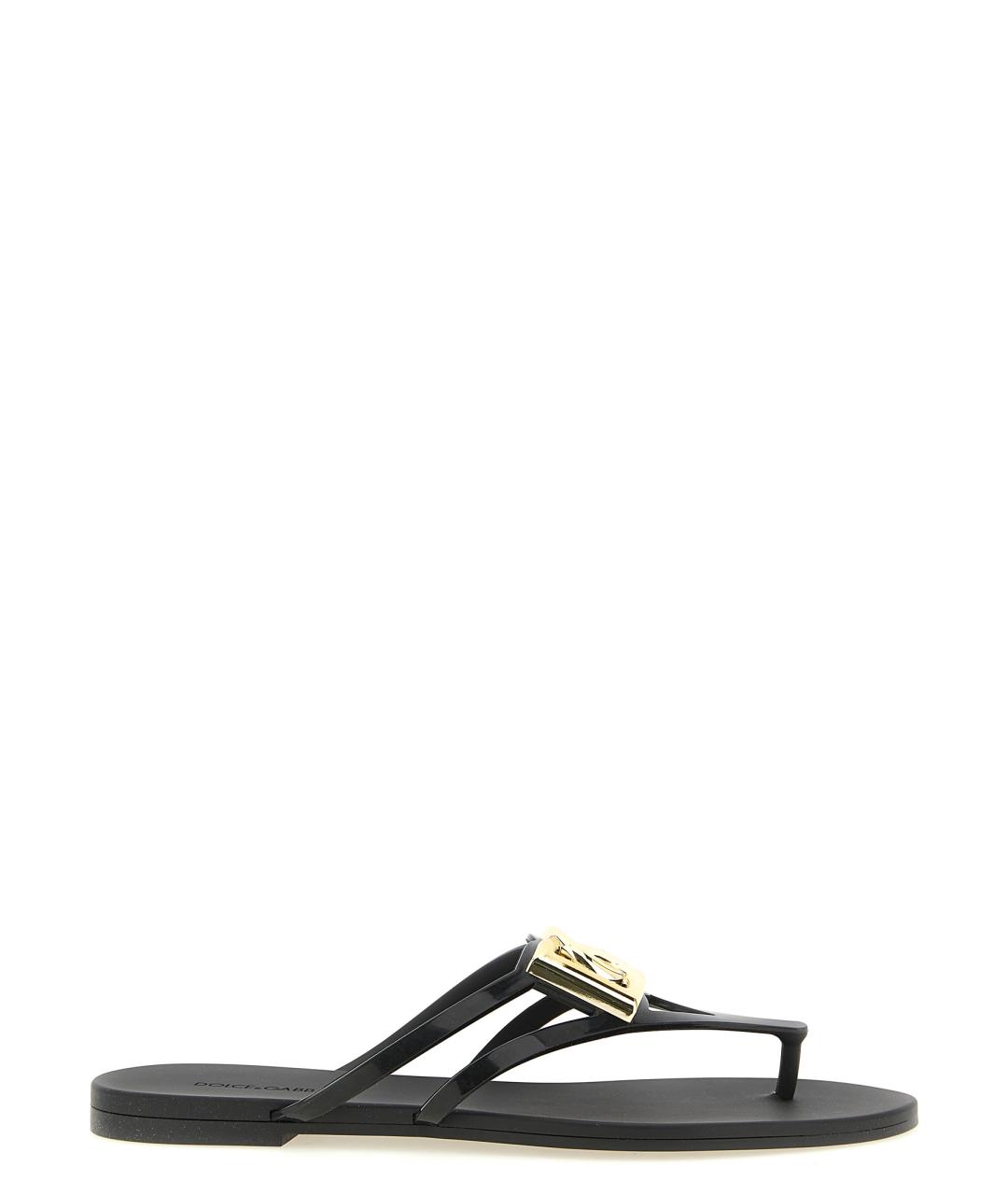 DOLCE&GABBANA Черные резиновые шлепанцы, фото 1