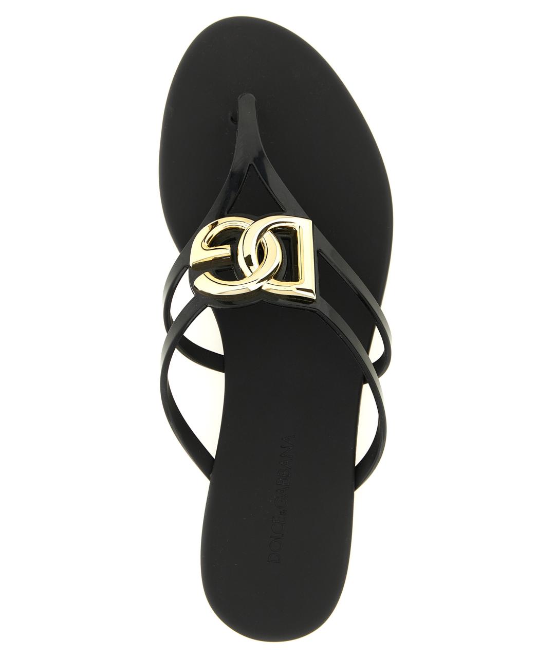 DOLCE&GABBANA Черные резиновые шлепанцы, фото 4