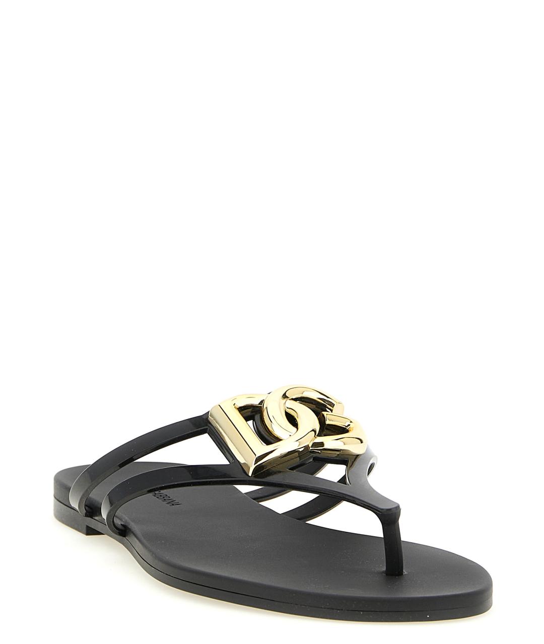 DOLCE&GABBANA Черные резиновые шлепанцы, фото 2