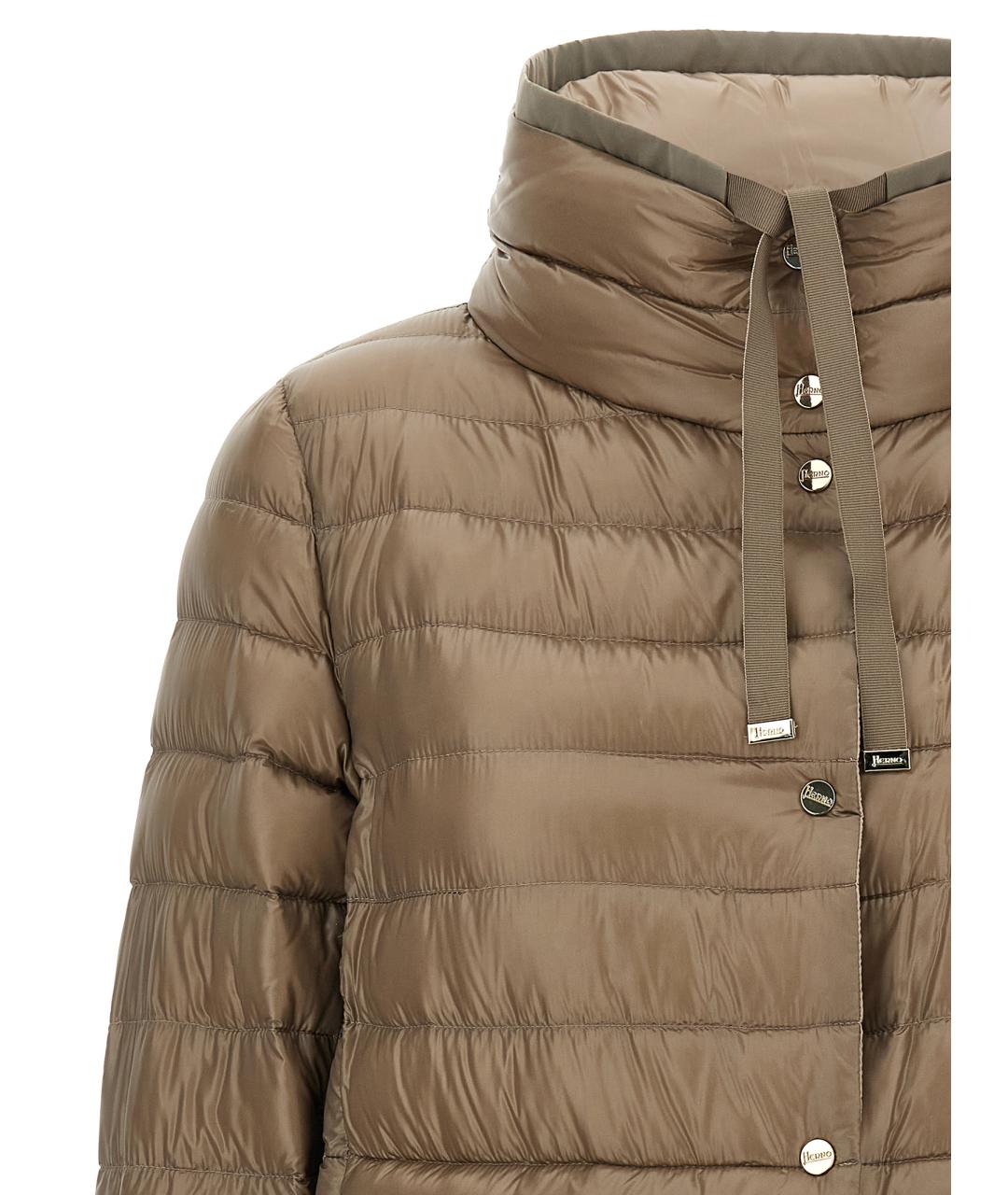 HERNO Коричневый полиамидовый пуховик, фото 4