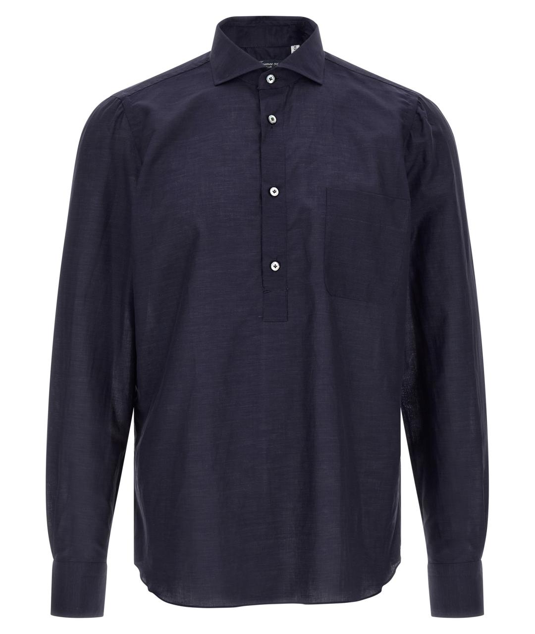 FINAMORE Синяя хлопковая кэжуал рубашка, фото 1