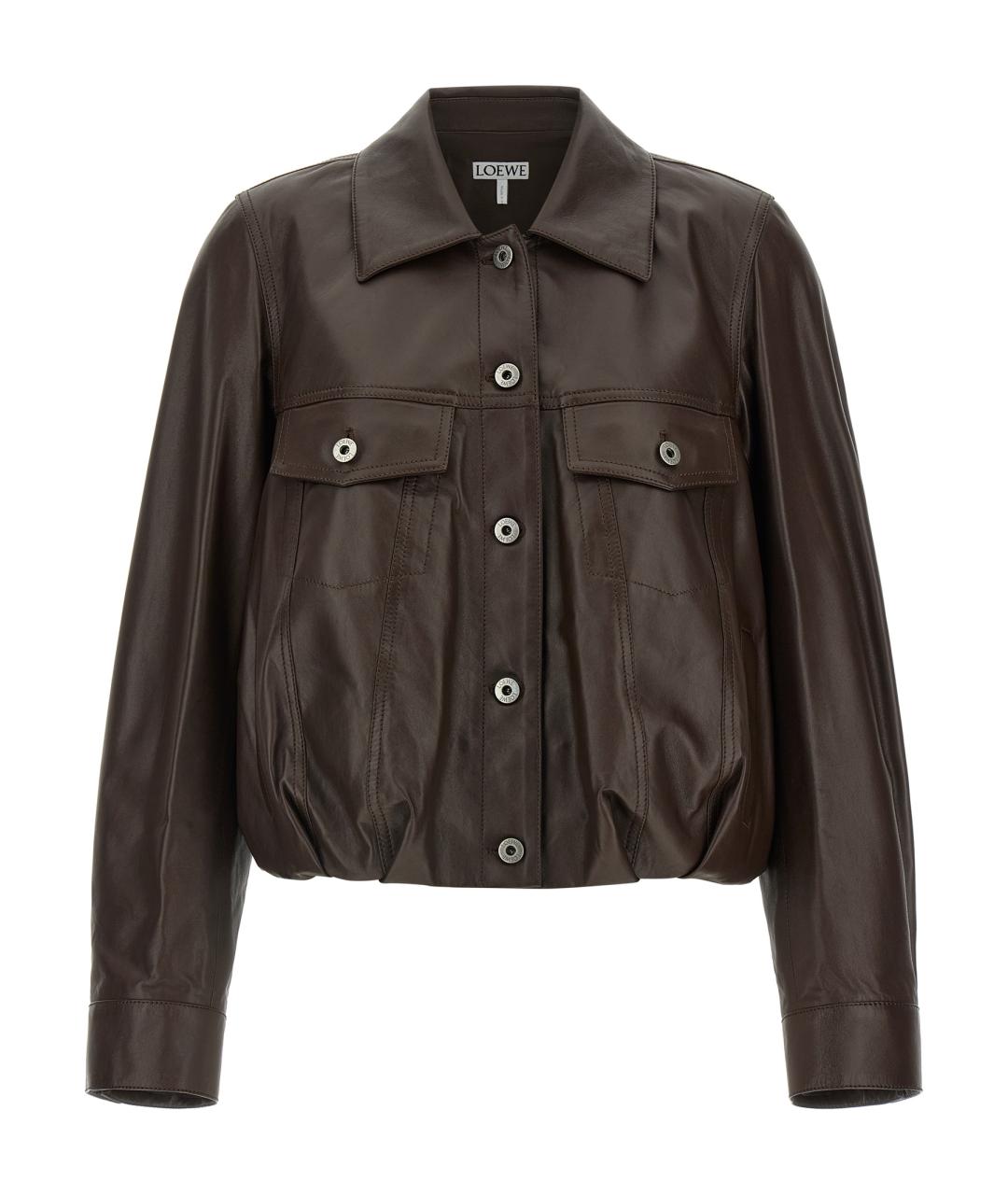 LOEWE Коричневая кожаная куртка, фото 1