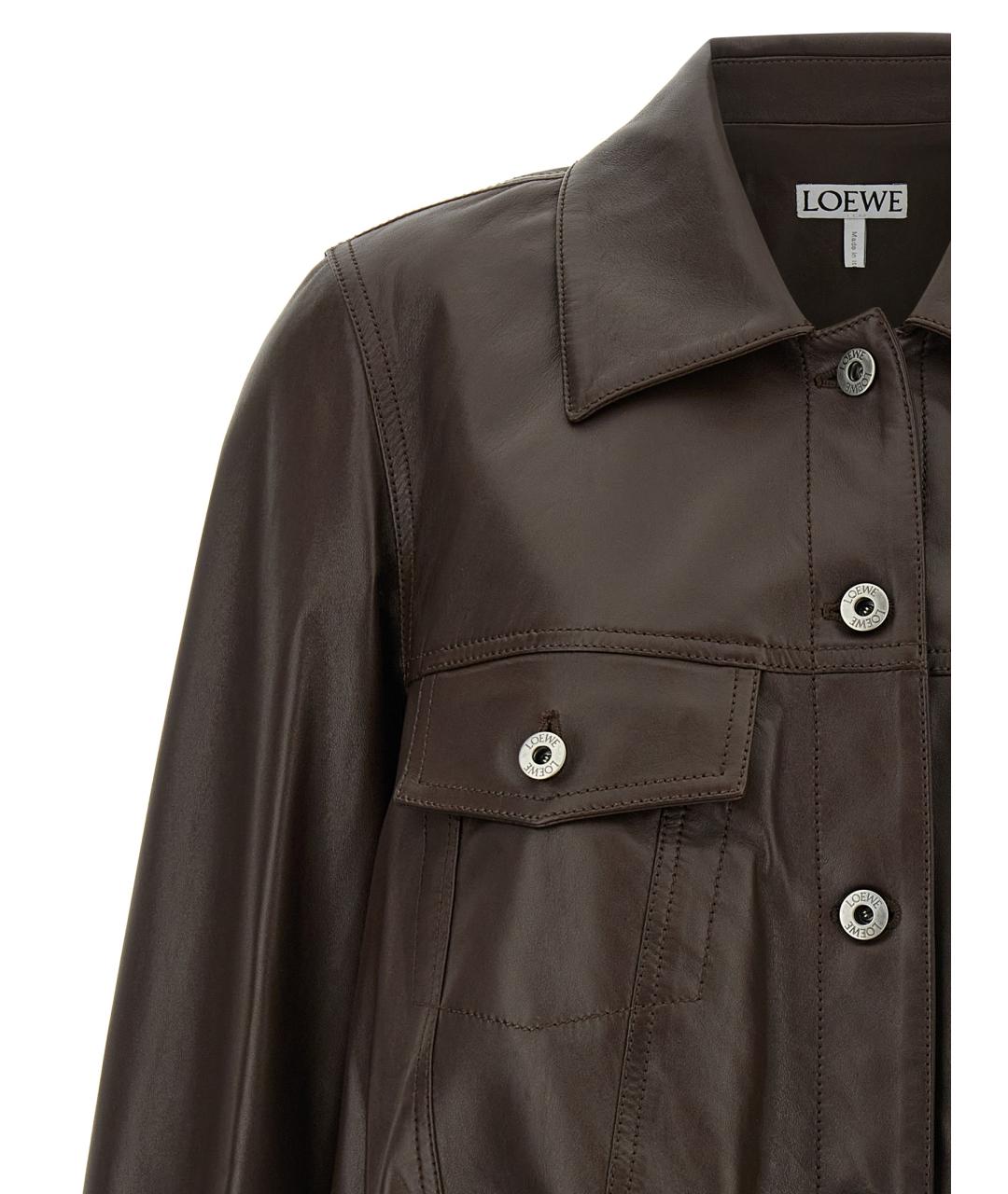 LOEWE Коричневая кожаная куртка, фото 3