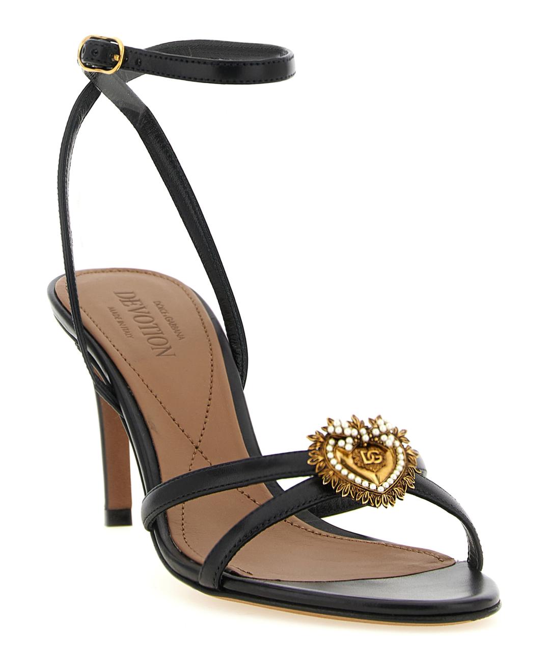 DOLCE&GABBANA Черные кожаные босоножки, фото 2