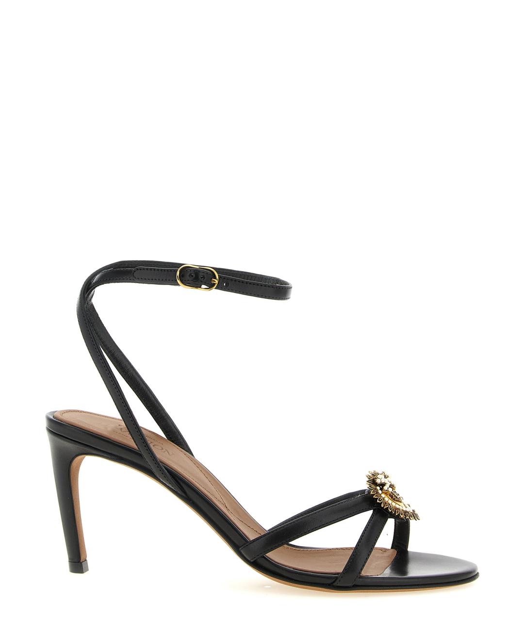 DOLCE&GABBANA Черные кожаные босоножки, фото 1