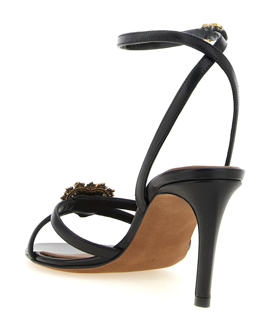 DOLCE&GABBANA Черные кожаные босоножки, фото 3
