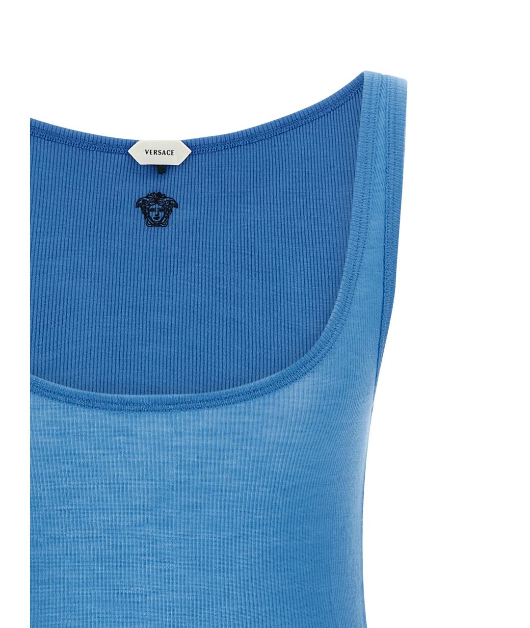VERSACE Голубая шерстяная майка, фото 3