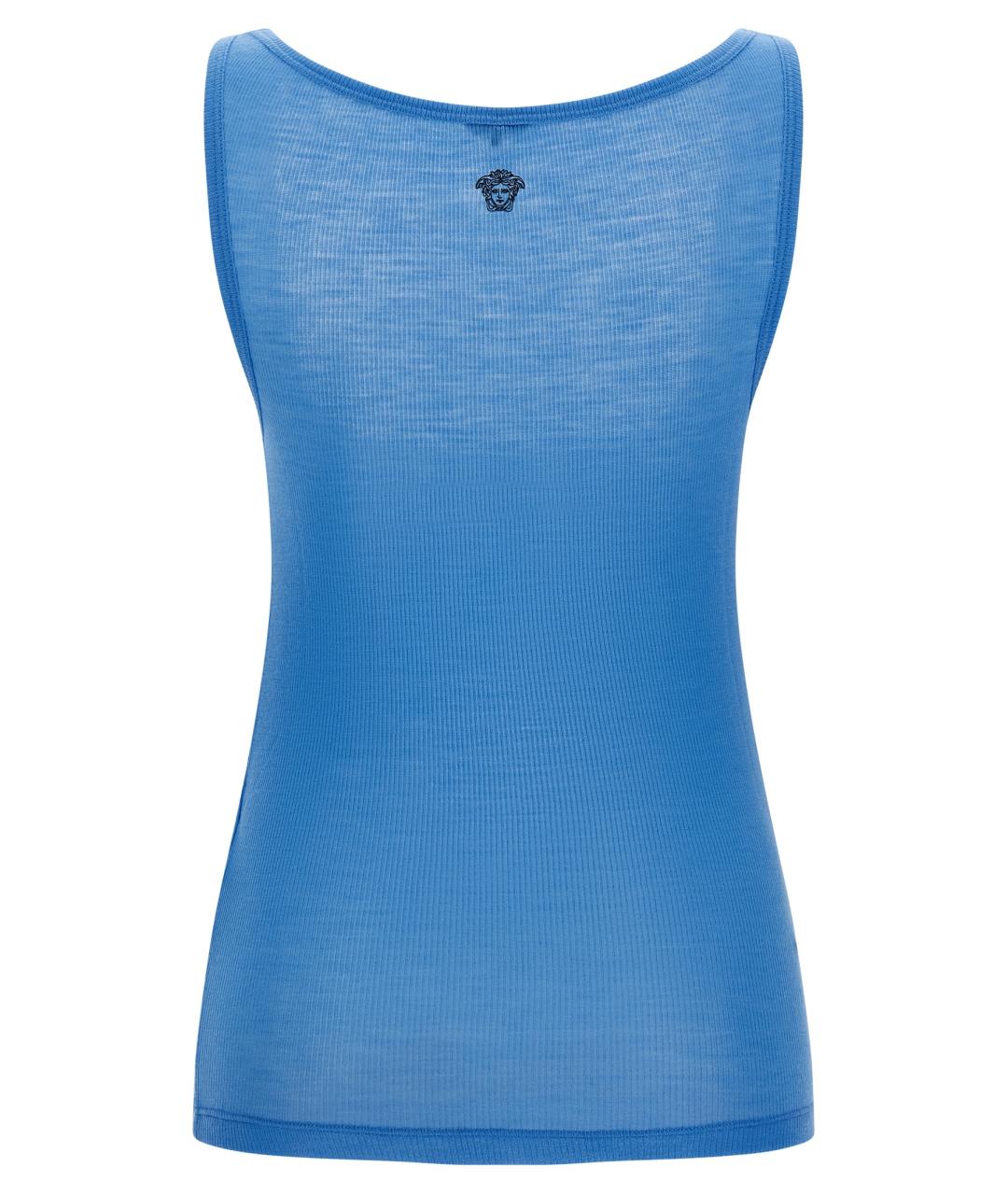 VERSACE Голубая шерстяная майка, фото 2