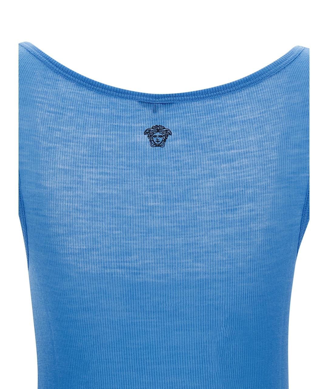 VERSACE Голубая шерстяная майка, фото 4