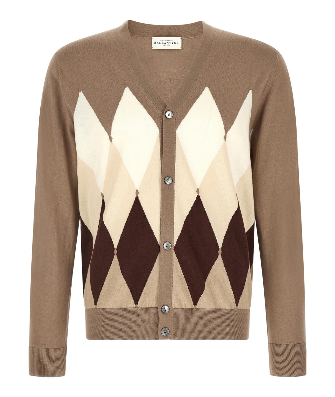 BALLANTYNE Коричневый хлопковый кардиган, фото 1