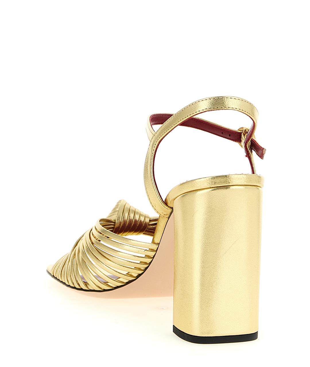 VALENTINO Золотые кожаные босоножки, фото 3