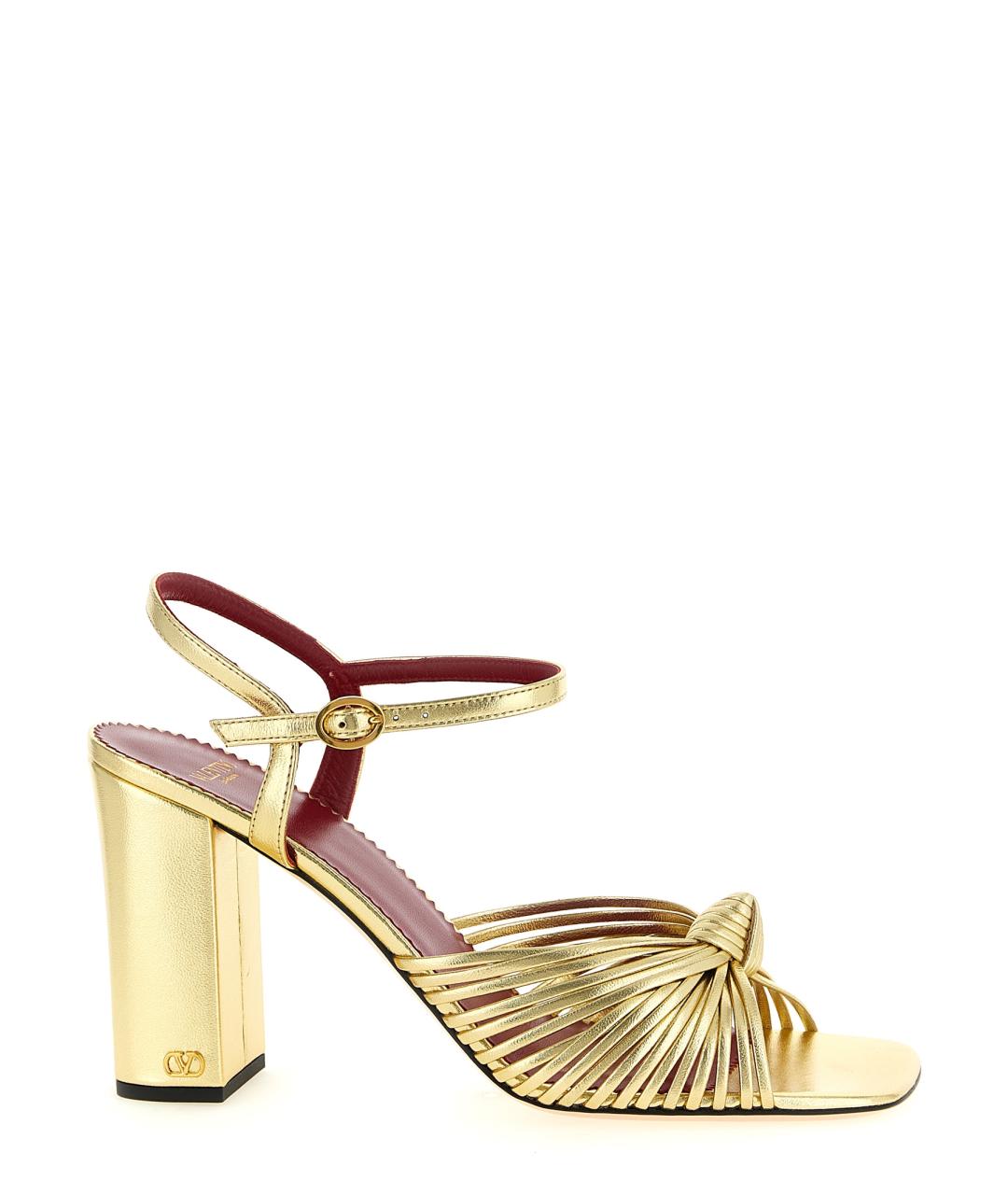 VALENTINO Золотые кожаные босоножки, фото 1