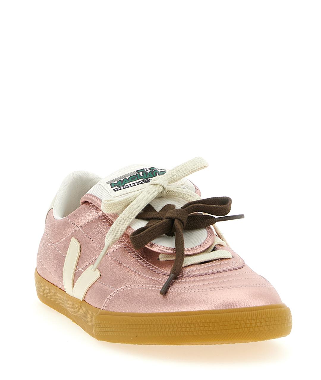 VEJA Розовые кожаные низкие кроссовки / кеды, фото 2