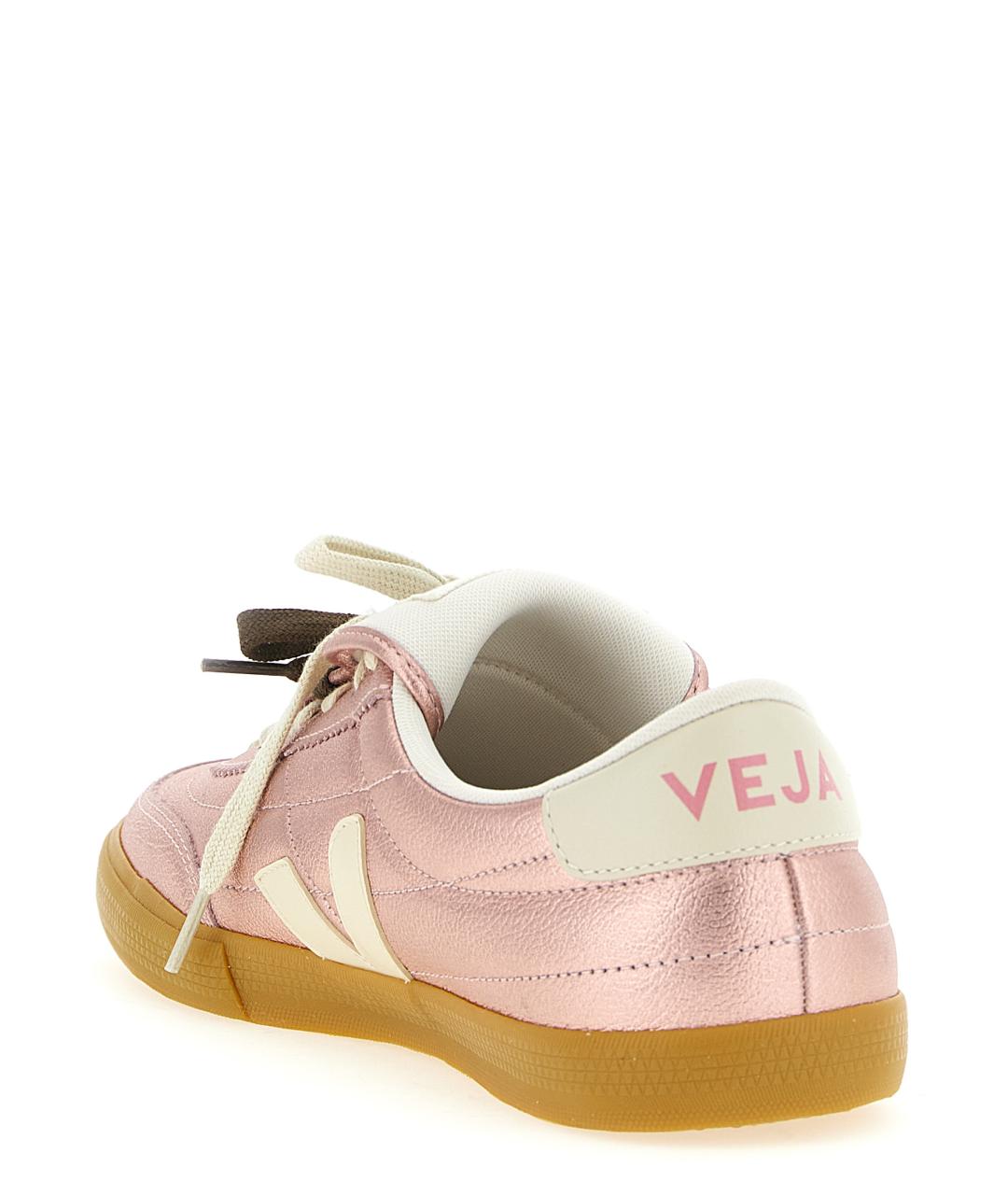VEJA Розовые кожаные низкие кроссовки / кеды, фото 3
