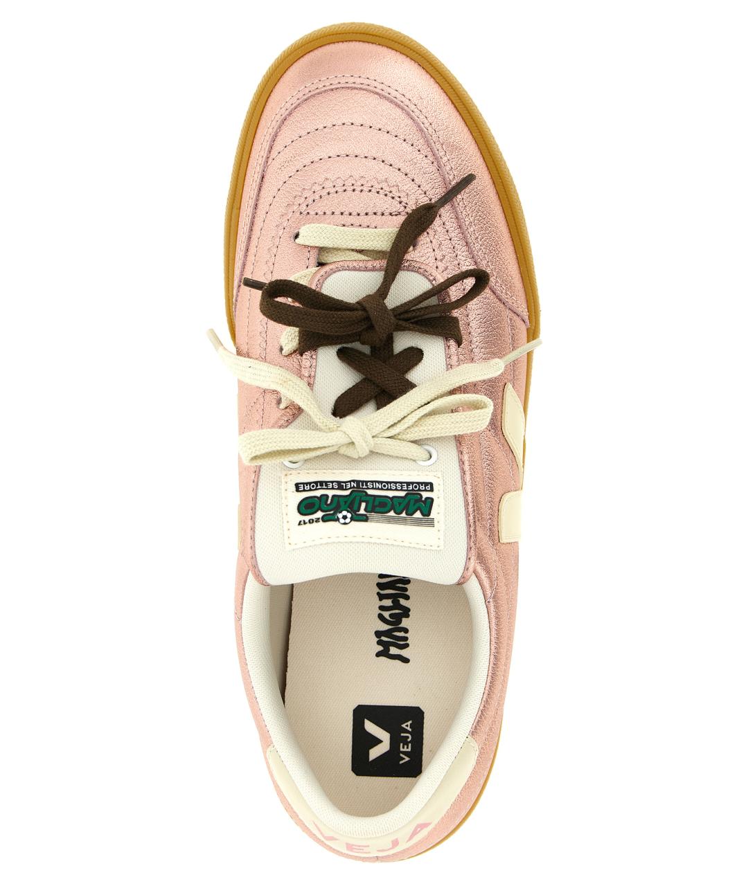 VEJA Розовые кожаные низкие кроссовки / кеды, фото 4