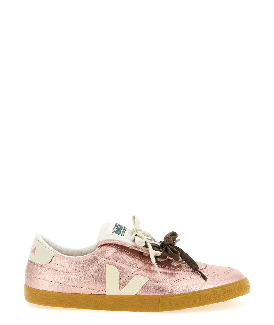 VEJA Розовые кожаные низкие кроссовки / кеды, фото 1