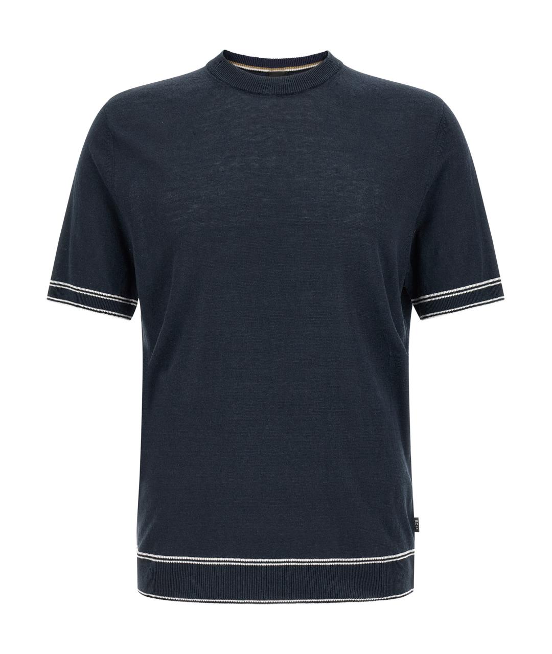 HUGO BOSS Синий льняной джемпер / свитер, фото 1