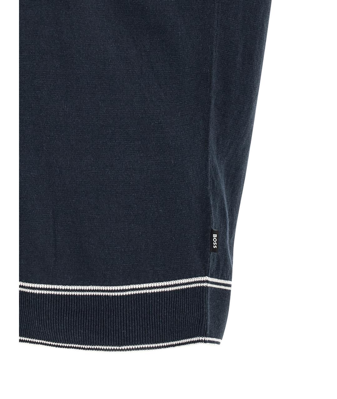 HUGO BOSS Синий льняной джемпер / свитер, фото 4