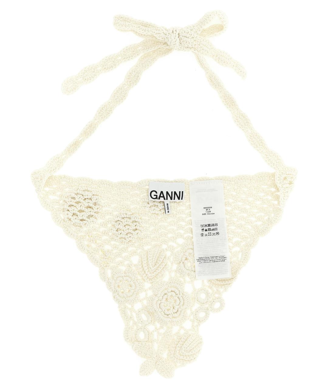 GANNI Белый хлопковый платок, фото 2